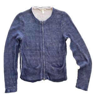 Eileen Fisher Navy Cardigan Women’s Small Distressed Sweater Inside Out Look‎